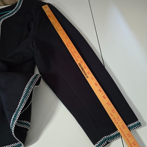Talbots Jacket Womens 24W Navy Blue Braided Trim Zip Front Blazer Office Casual - Picture 13 of 14